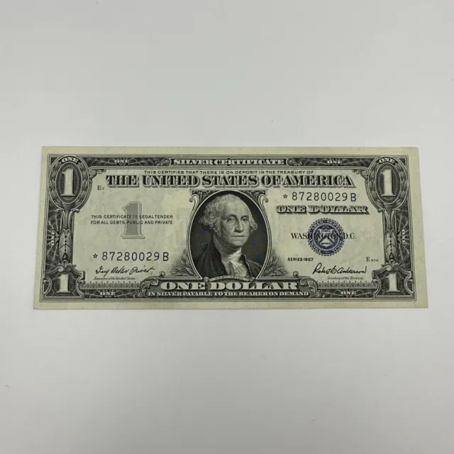 1957 $1 Silver Certificate Star Note Uncirculated Blue Seal - Gorgeous Note