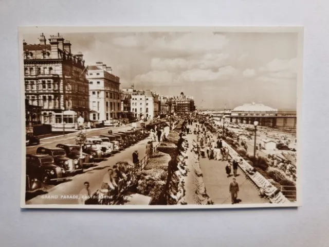 Eastbourne Postcard C1950 Real Photo B/W Grand Parade Period Vehicles Sussex