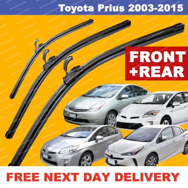 For Toyota Prius 03-15 U-Hook Front & Rear Windscreen Wiper Blades SET 26"16"16"