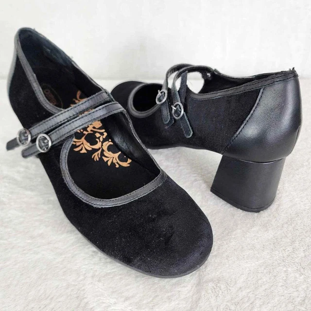 Aetrex Simone Block Heel Velvet Black Mary Jane. Removable ortho insole. EUC 8.5