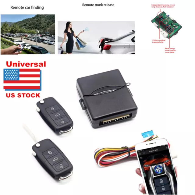 Car Alarm System Remote Security Auto Central Locking Kit Door Lock Keyless APP