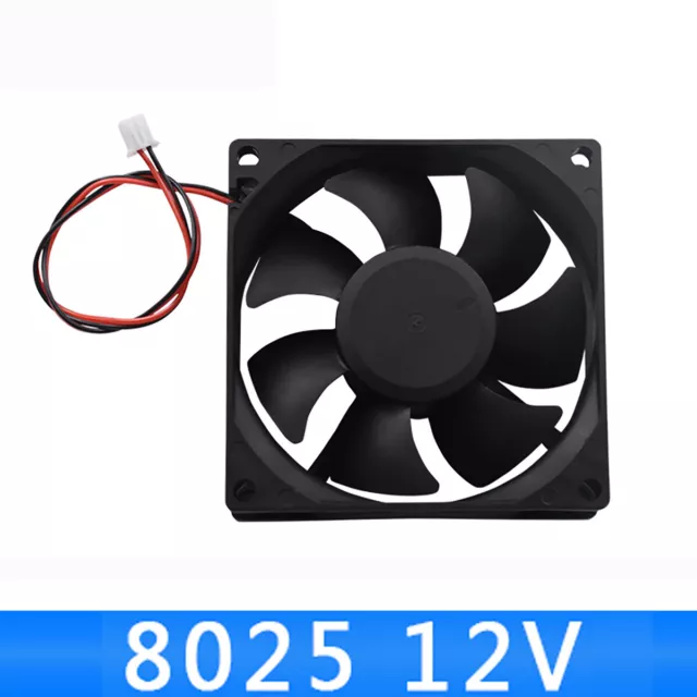 80mm x 80mm x 25mm 8025 12V DC Brushless Cooling Fan 0.28A 2Pin PC Computer Fan