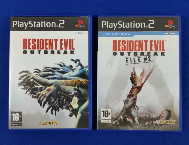 ps2 RESIDENT EVIL Outbreak x2 Games 1 + 2 File #2 Playstation PAL Versions