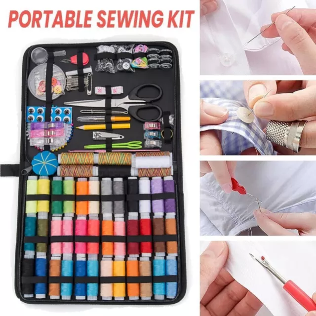 230pc Large Portable Sewing Kit Home Travel Case Needles Thread Scissors Set Box