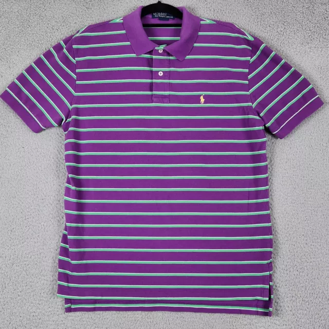 POLO by RALPH LAUREN Shirt Mens Large Purple Striped MADE IN USA Preppy Classic