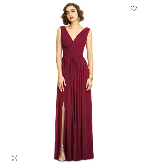 DESSY COLLECTION 2894 SURPLICE RUCHED CHIFFON BURGUNDY h8 GOWN DRESS sz 6