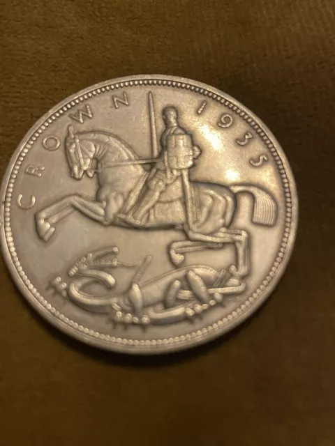 1935 George V Silver Rocking Horse Crown 2