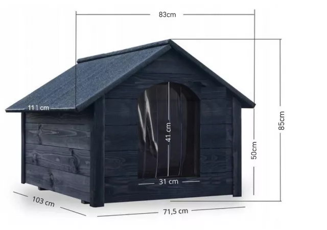 XXL Hundehütte Holz Hundehütte Massiv Wetterfest Echtholz isolierte 2