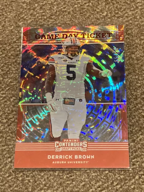 2020 Panini Contenders DP Cracked Ice #18 Derrick Brown RC SSP #5/20 Jersey #