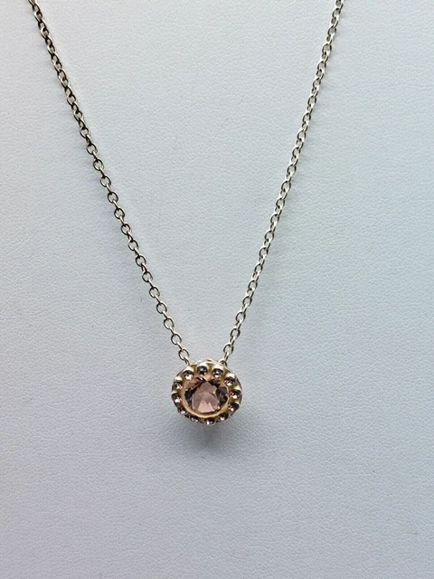 Signed Jan Haedrich Dainty Gold Tone Necklace Light Pink Center Rhinestone 18"