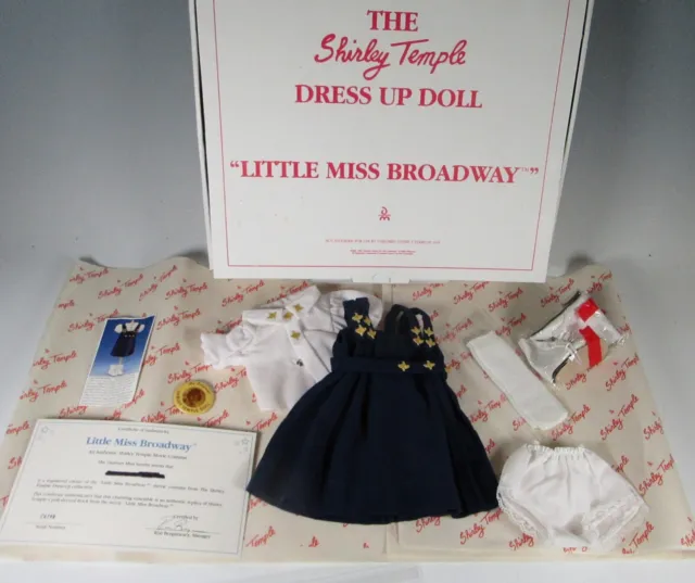 Shirley Temple LITTLE MISS BROADWAY Danbury Mint Dress Up Doll Outfit Box, Pin