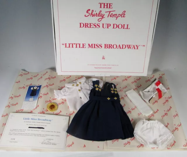 Shirley Temple LITTLE MISS BROADWAY Danbury Mint Dress Up Doll Outfit Box, Pin