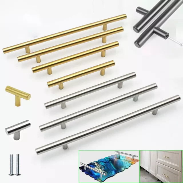 Kitchen Cabinet Handles Brushed Pull Stainless Steel Cupboard Drawer Pulls T bar