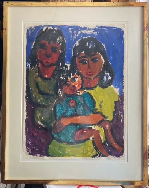 Unreadable Signed Women With Child Expressionist Museum - Frame Family Old