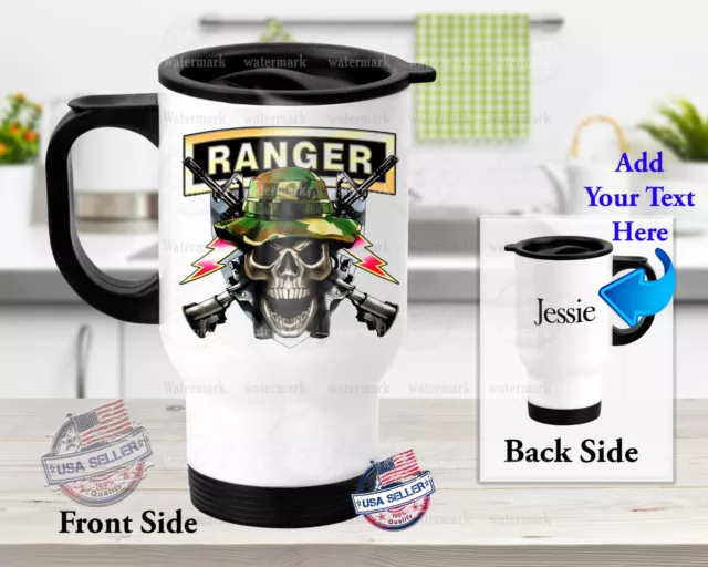Army Ranger Military Skull Personalized Stainless Steel Tumbler 14oz Travel Mug