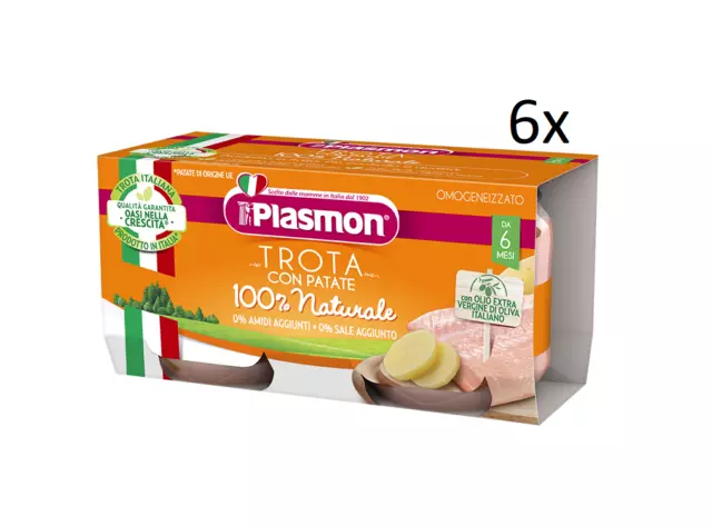 6x PLASMON Trota con patate homogenisiert Babynahrung 2x80g ab 6 Monaten