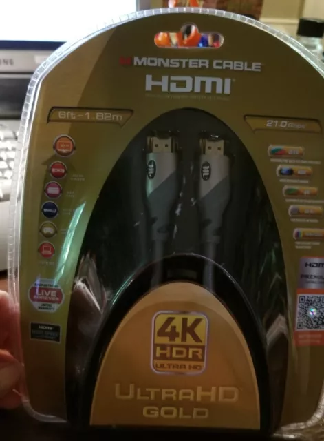 HDMI Monster Cable, 4K HDR Ultra HD Gold, 6ft., new