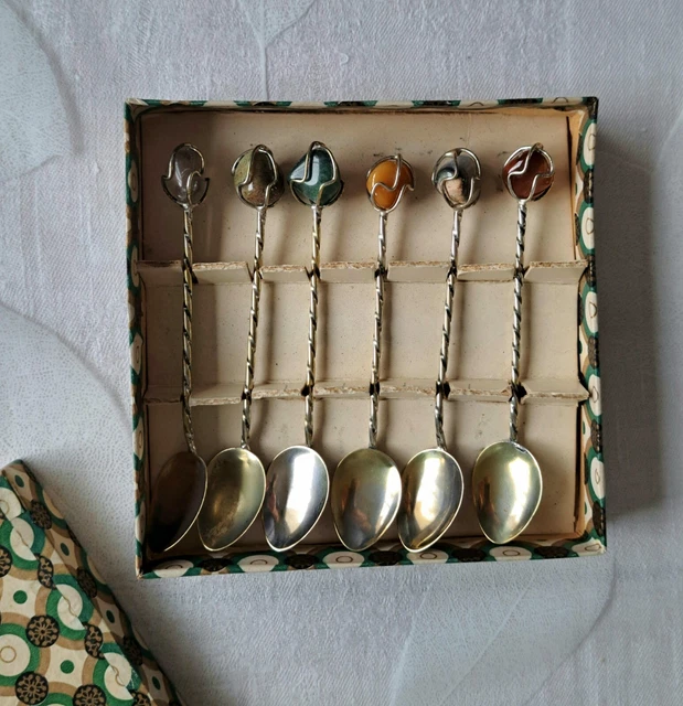 12 PETITES CUILLÈRES café ou sucre en bronze argenté Brésil pierres EUR 50,00 - FR