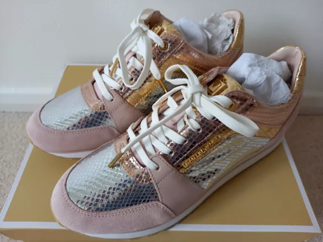 MICHAEL KORS LEATHER Trainers Women s UK 7 1 2 Billie Metallic BRAND NEW BOXED 55.99 PicClick UK