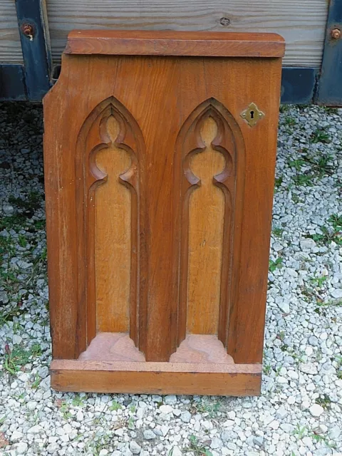 Victorian Antique Holy Gothic Church Altar communion door walnut arched panels