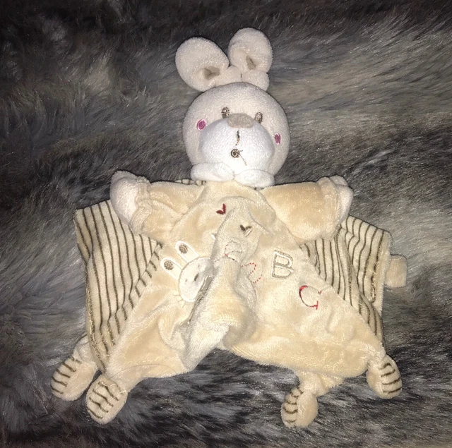 DOUDOU PLAT LAPIN beige marron  ABC NICOTOY  TBE  !!