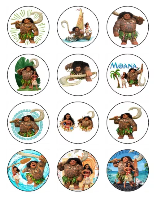 MOANA MAUI Cupcake Toppers Edible Icing Image Birthday Cake Decorations 12 #01