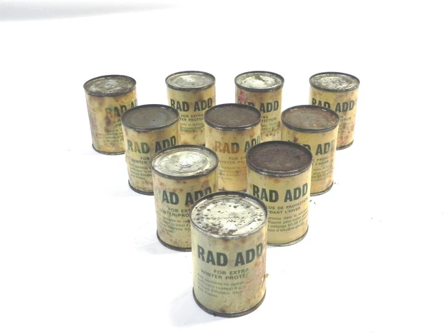 Vintage Rad Add Radiator Additive Can Full 10 Various Conditioned Cans Pre-Owned