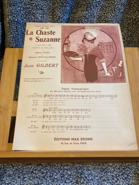 Jean Gilbert Chaste Suzanne n°1 Valse chantée partition chant piano Max Eschig