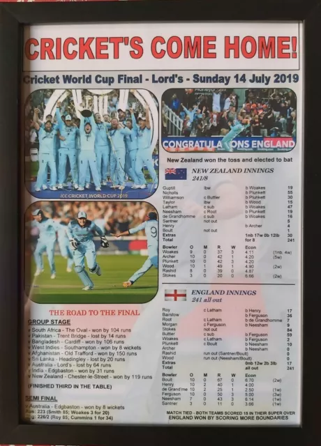 England 2019 ICC Cricket World Cup winners - framed print