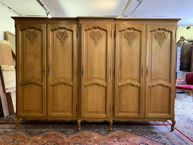 Fantastic Quality French Carved Oak Five Door Armoire/Wardrobe