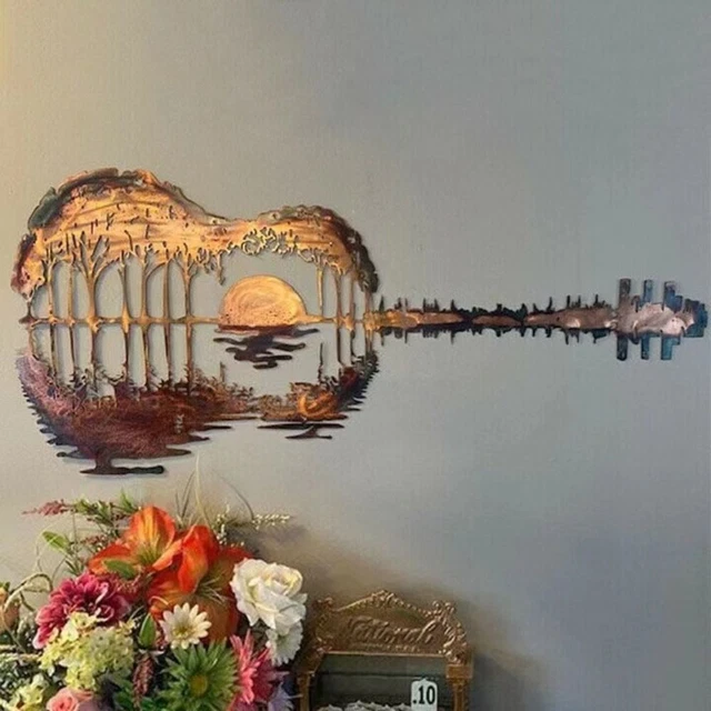 Wall Art Guitar Metal Art Metal Wrought Iron Forest Guitar Art Hanging Ornament