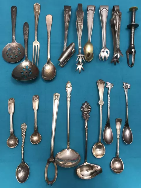 20 Pc lot of Antique to Vintage  Silverplated CHARCUTERIE SERVING FLATWARE MIX