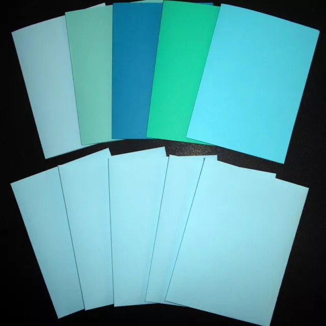 CREATE YOUR OWN CARD ~ BLUE/GREEN ~ 5 Handmade Cards & Envelopes
