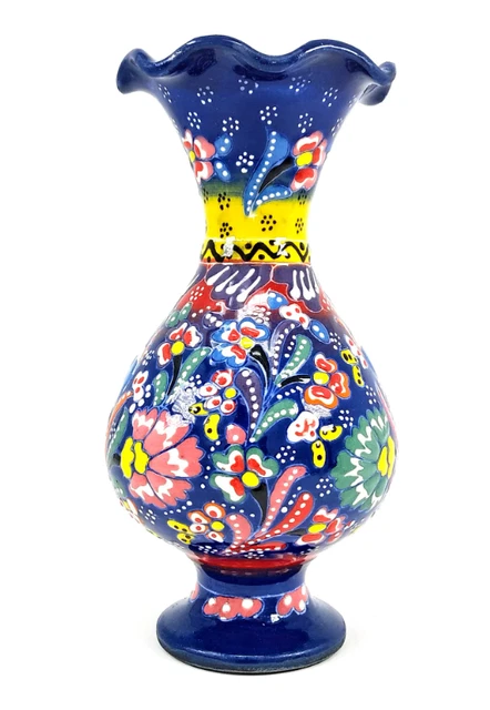 7" Turkish Floral Colorful Vase Handmade Traditional Hand Painted Ceramic