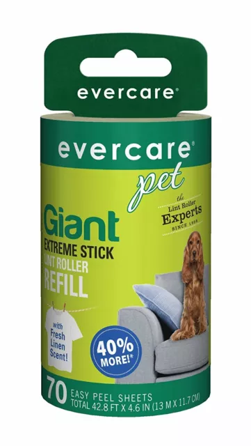 Evercare Giant Extreme Stick Lint Roller Pet Refill 70 Sheets Count per Roll