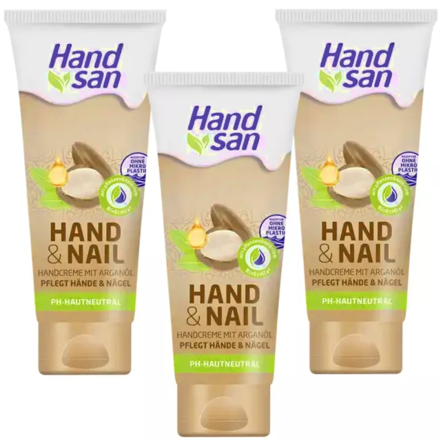 Handsan Crème pour les Mains & Ongles 3x 90ml L'Huile D'Argan Soin des