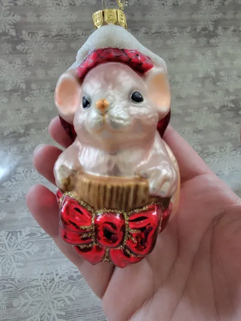 Limited Edition Numbered Fitz And Floyd MOUSE GLASS  ORNAMENT Charming Tails