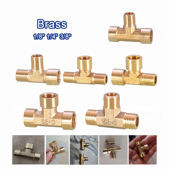 Brass Tee Pipe Fitting Male Female BSP Thread Connector Adapter Air Fuel Water