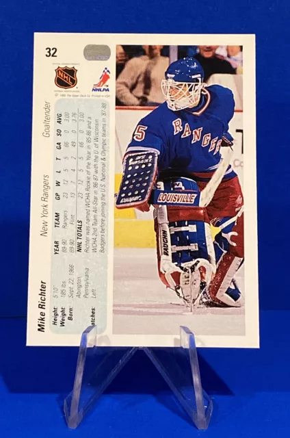 1990-91 Upper Deck Mike Richter Rookie Card #32 New York Rangers RC Goalie 🔥📈 2