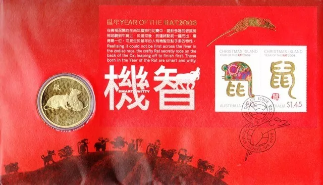 PNC Australia/Christmas Island 2008 Lunar New Year RAT Perth Mint $1 Coin