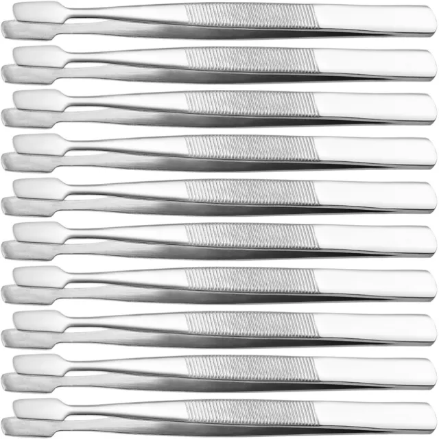 5.5 Long Silver Tone Stainless Steel Round Tip Tweezers