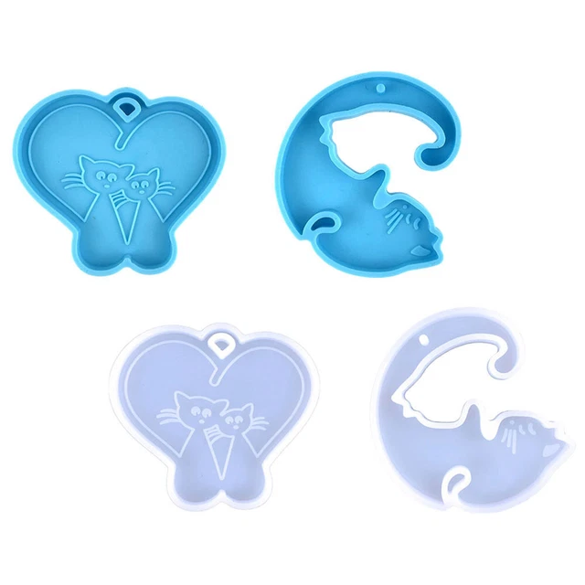 4 piezas Dije Molde de silicona Hágalo usted mismo Molde de tímpanos Lindo Gato Colgante Molde de Sílice Gel