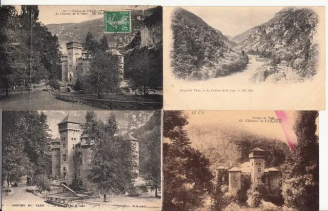 Lot de 4 cartes postales anciennes old postcards château de LA CAZE LOZÈRE