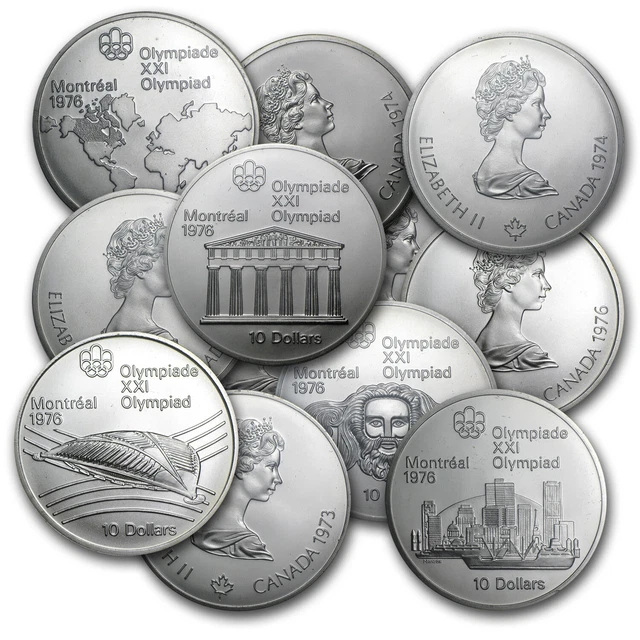 1973-1976 Canada $10 Olympic Silver Coin BU/Proof (ASW 1.4454 oz) - SKU #8561