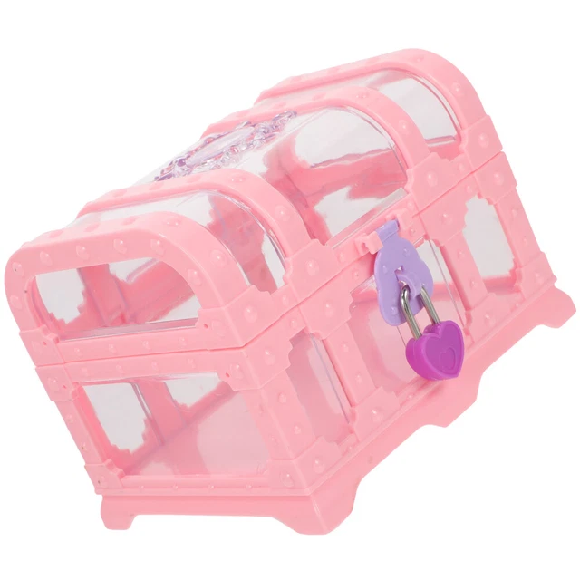 Caja del tesoro caja del tesoro plástico transparente caja de almacenamiento rosa
