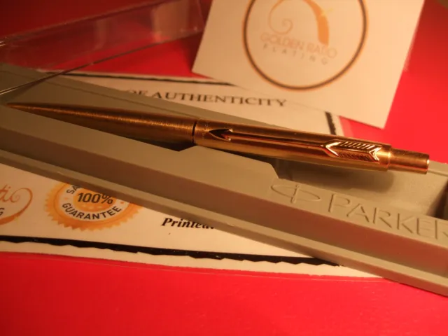 24Ct Gold Plated Parker Flighter Ball Point Writing Pen Gift Boxed - Blue Ink