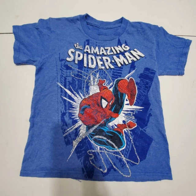 The Amazing Spider-Man Marvel Boys Graphic T-Shirt Blue Crew Neck Pullover Tee S