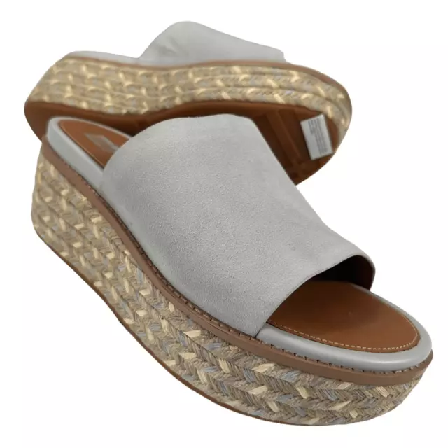 FitFlop Eloise Espadrille Suede Leather Wedge Slides Women’s Size 9 NWOT