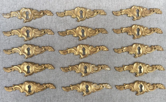 15 french antique furniture ornaments lot Mid-1900's brass Louis XV style