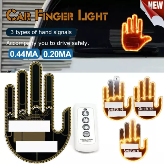 Funny Car Finger Light with Remote Road Rage Signs Middle Finger